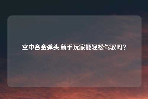 空中合金弹头,新手玩家能轻松驾驭吗？