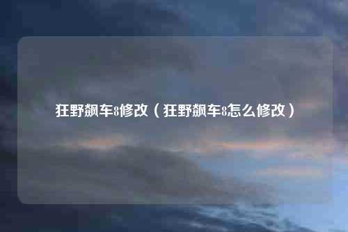 狂野飙车8修改(狂野飙车8怎么修改)