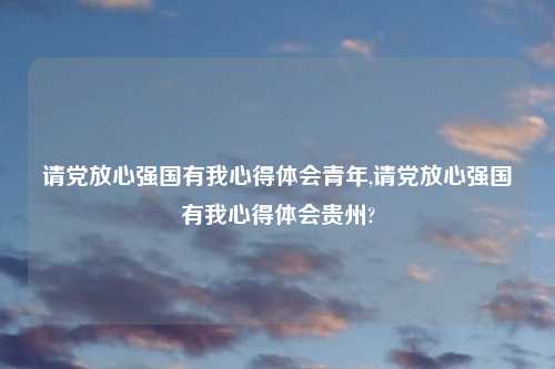 请党放心强国有我心得体会青年,请党放心强国有我心得体会贵州?