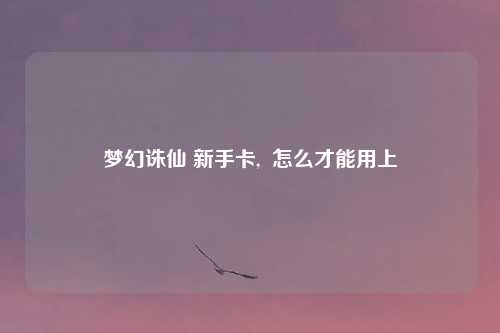 梦幻诛仙 新手卡, 怎么才能用上