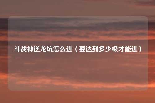 斗战神逆龙坑怎么进（要达到多少级才能进）