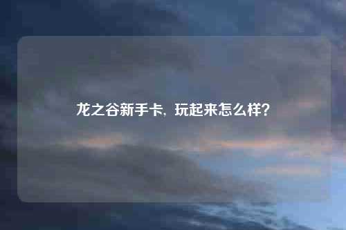 龙之谷新手卡, 玩起来怎么样?