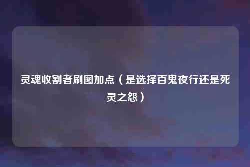 灵魂收割者刷图加点（是选择百鬼夜行还是死灵之怨）