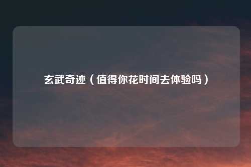 玄武奇迹（值得你花时间去体验吗）