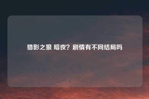 猎影之狼 暗夜?剧情有不同结局吗