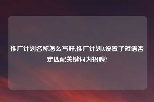 推广计划名称怎么写好,推广计划A设置了短语否定匹配关键词为招聘?