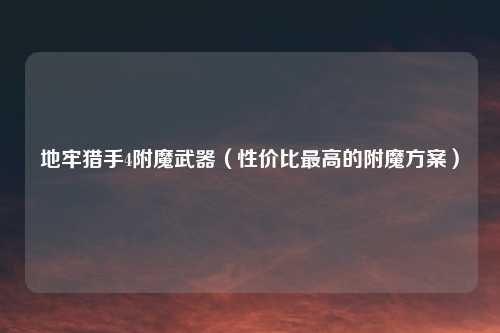 地牢猎手4附魔武器（性价比最高的附魔方案）