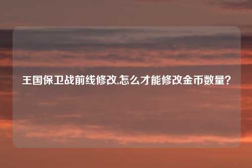 王国保卫战前线修改,怎么才能修改金币数量？