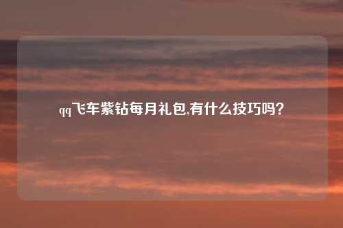 qq飞车紫钻每月礼包,有什么技巧吗?