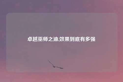 卓越巫师之油,效果到底有多强