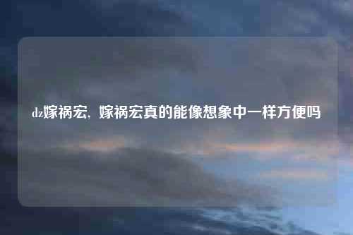 dz嫁祸宏, 嫁祸宏真的能像想象中一样方便吗