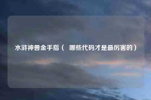 水浒神兽金手指（  哪些代码才是最厉害的）
