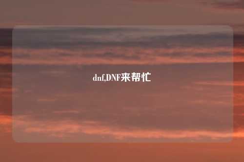 dnf,DNF来帮忙