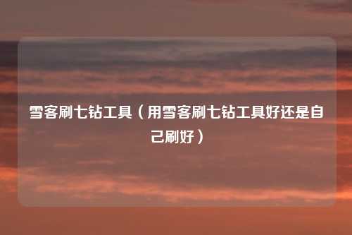 雪客刷七钻工具（用雪客刷七钻工具好还是自己刷好）