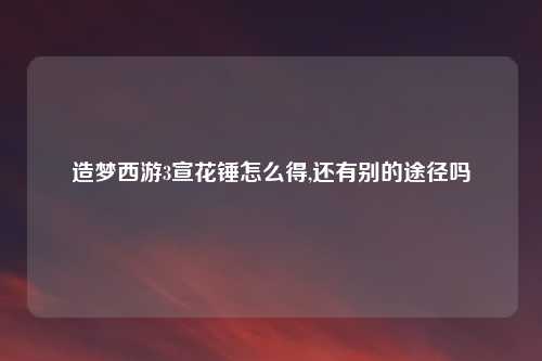 造梦西游3宣花锤怎么得,还有别的途径吗