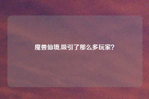 魔兽仙境,吸引了那么多玩家？