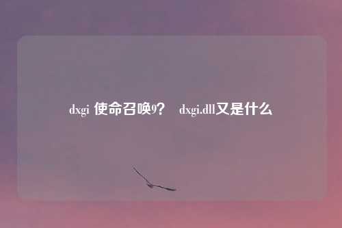 dxgi 使命召唤9? dxgi.dll又是什么