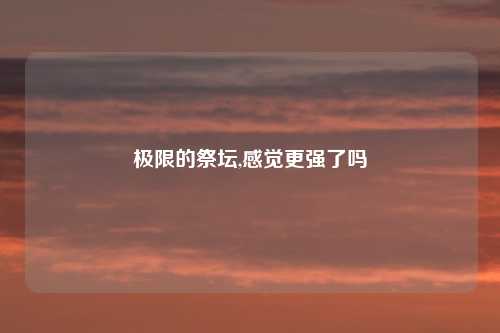 极限的祭坛,感觉更强了吗