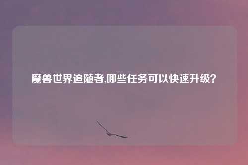 魔兽世界追随者,哪些任务可以快速升级？