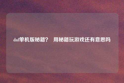 dnf单机版秘籍? 用秘籍玩游戏还有意思吗