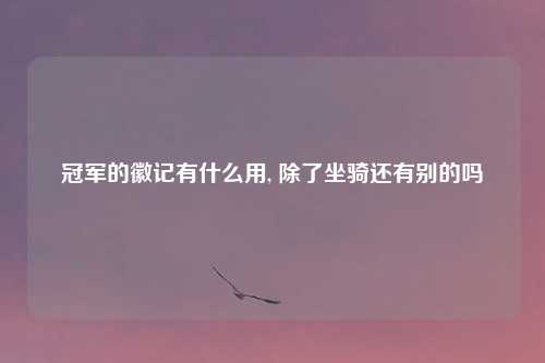 冠军的徽记有什么用, 除了坐骑还有别的吗