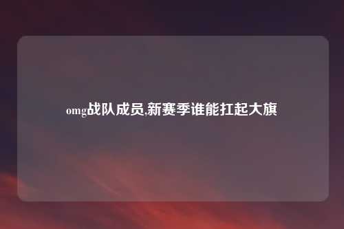 omg战队成员,新赛季谁能扛起大旗