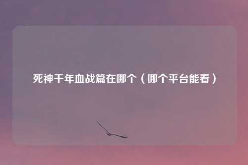 死神千年血战篇在哪个（哪个平台能看）