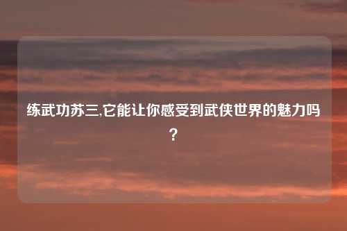 练武功苏三,它能让你感受到武侠世界的魅力吗？