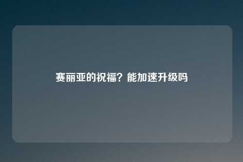 赛丽亚的祝福？能加速升级吗