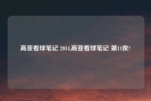 高亚看球笔记 2014,高亚看球笔记 第11夜?