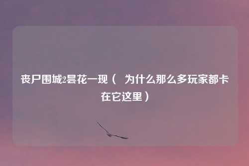 丧尸围城2昙花一现（  为什么那么多玩家都卡在它这里）