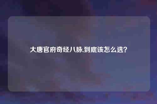 大唐官府奇经八脉,到底该怎么选？