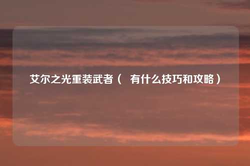 艾尔之光重装武者（  有什么技巧和攻略）
