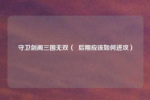 守卫剑阁三国无双（  后期应该如何进攻）