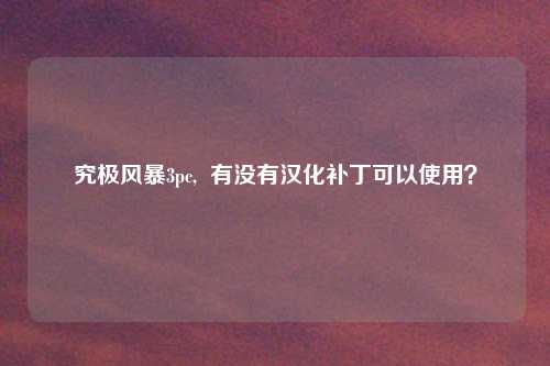 究极风暴3pc,  有没有汉化补丁可以使用？