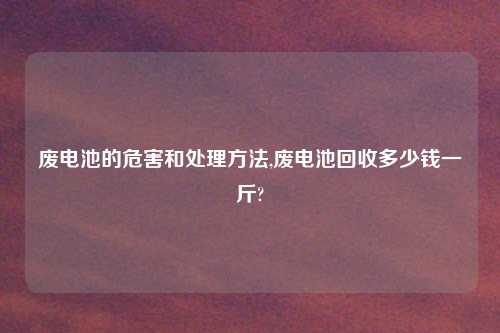 废电池的危害和处理方法,废电池回收多少钱一斤?