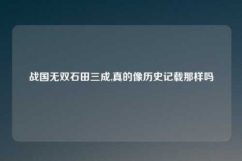 战国无双石田三成,真的像历史记载那样吗
