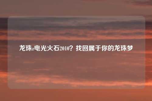 龙珠z电光火石2010?找回属于你的龙珠梦
