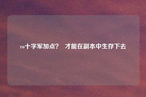 ro十字军加点？  才能在副本中生存下去