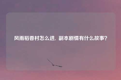 风雨稻香村怎么进,  副本剧情有什么故事？