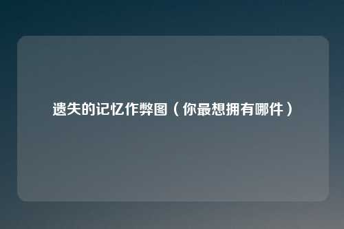 遗失的记忆作弊图(你最想拥有哪件)