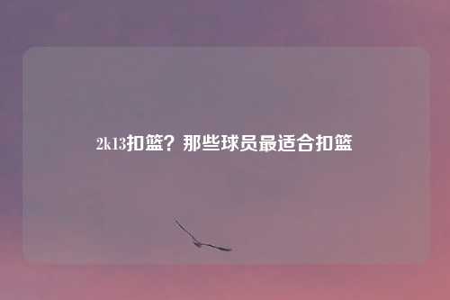 2k13扣篮？那些球员最适合扣篮