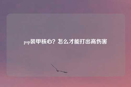 psp装甲核心？怎么才能打出高伤害