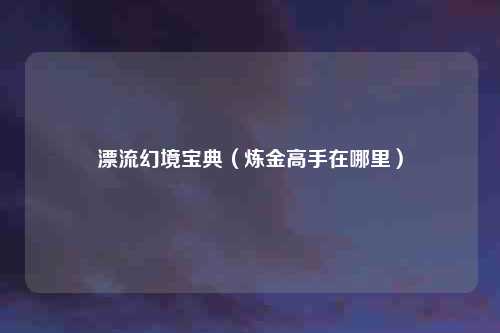 漂流幻境宝典(炼金高手在哪里)