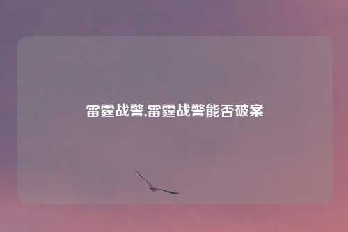 雷霆战警,雷霆战警能否破案