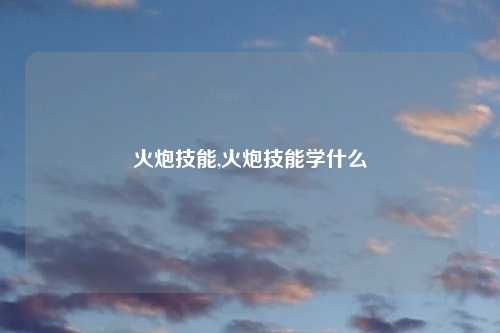 火炮技能,火炮技能学什么