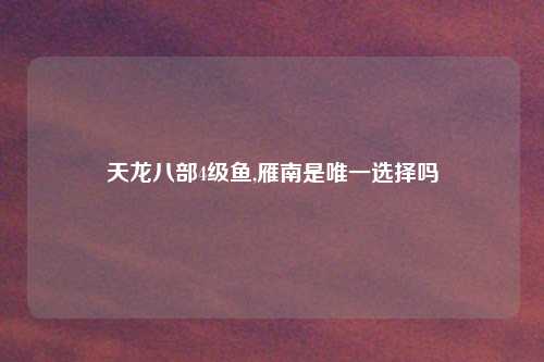 天龙八部4级鱼,雁南是唯一选择吗