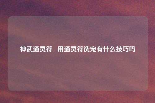 神武通灵符, 用通灵符洗宠有什么技巧吗