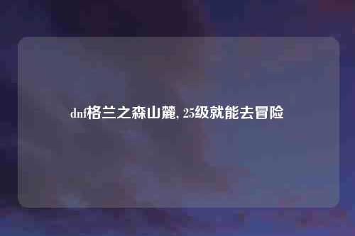 dnf格兰之森山麓, 25级就能去冒险