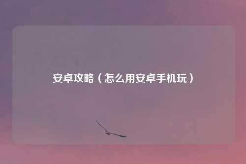 安卓攻略（怎么用安卓手机玩）